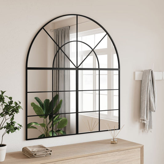 Sleek 40x20 inch black rectangular wall mirror with minimalist powder-coated iron frame, high-quality glass perfect for bathroom, bedroom, or living room modern decor
