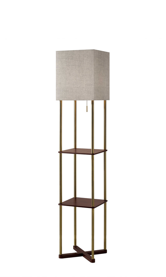 62-inch modern column floor lamp with gray square shade featuring minimalist design and architectural styling for contemporary interiors

