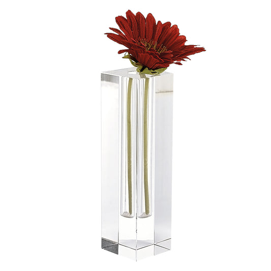 9 inch hand crafted crystal square optical bud vase with lead-free design and modern minimalist style

