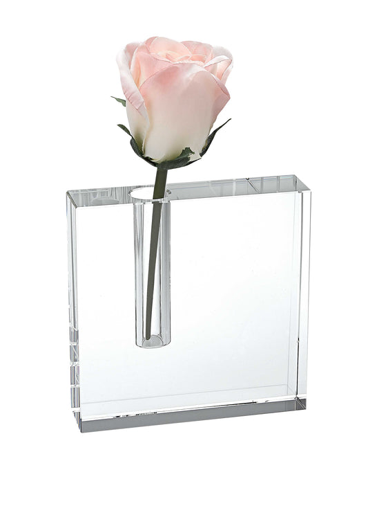 5 inch hand crafted crystal bud vase made from premium lead-free optical crystal with clear transparency perfect for single stem flowers and modern minimalist home decor