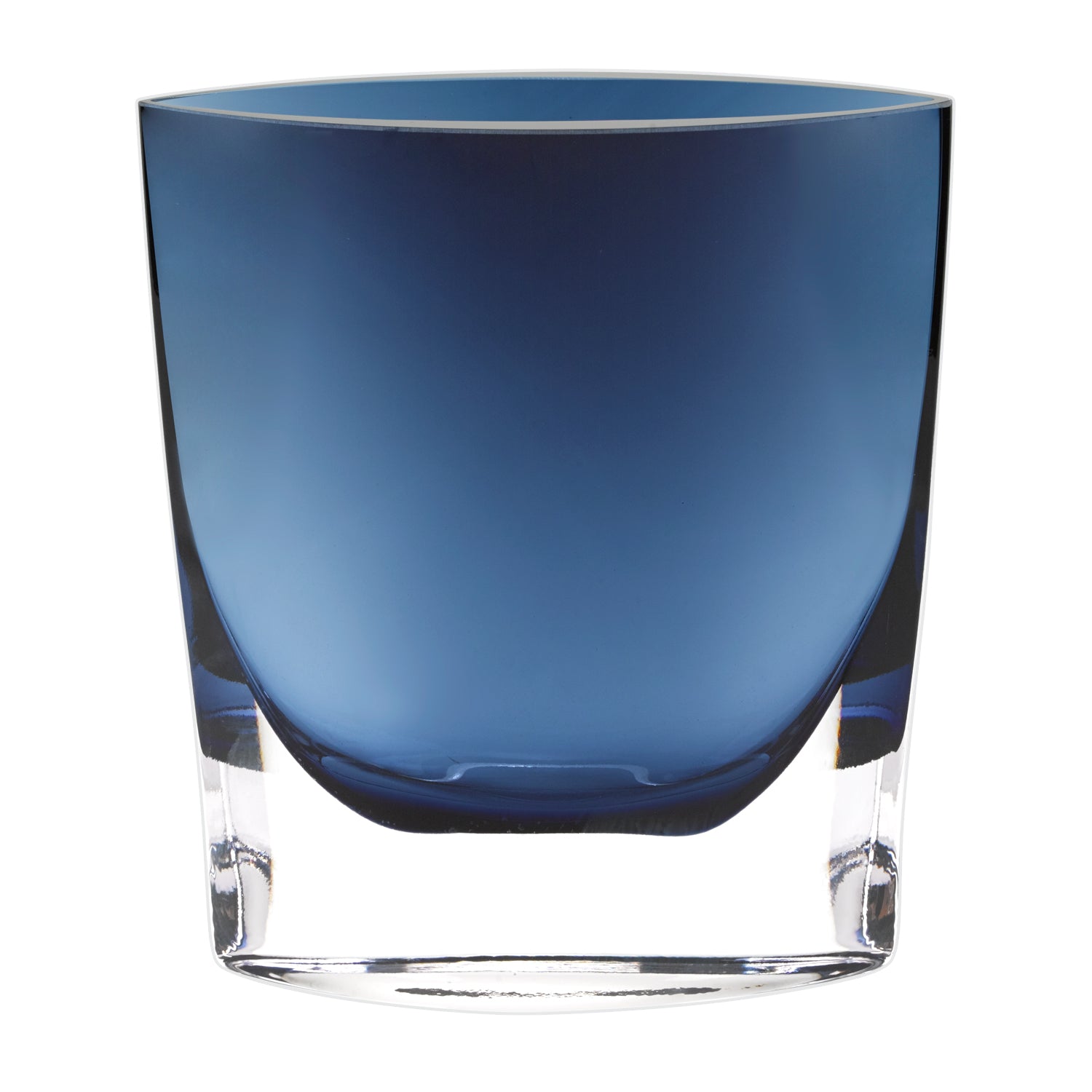 European midnight blue pocket vase 8 inch close-up showing artisan mouth blown craftsmanship and elegant design
