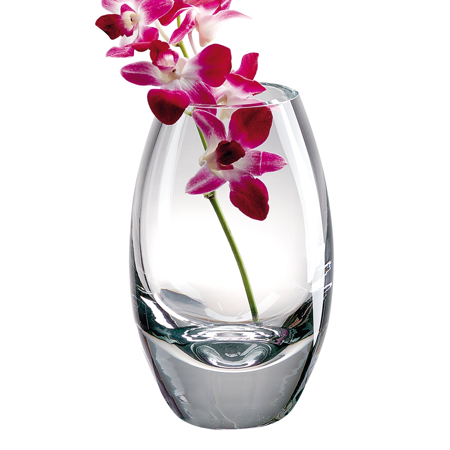 Exquisite 9-inch European mouth blown lead-free crystal vase in captivating blue color, handcrafted artisan luxury home decor with eco-friendly sustainable materials
