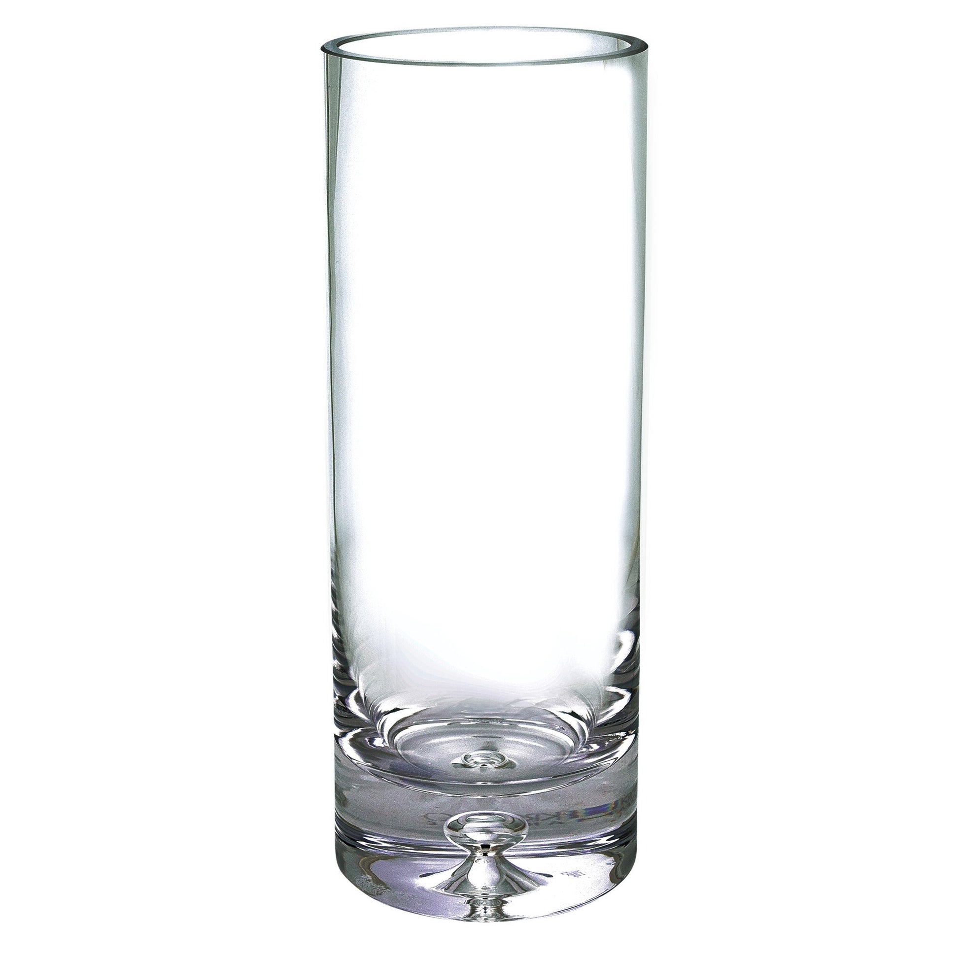 11-inch clear mouth blown crystal cylinder vase with handcrafted artisan quality, elegant premium glass table centerpiece for luxury home decor
