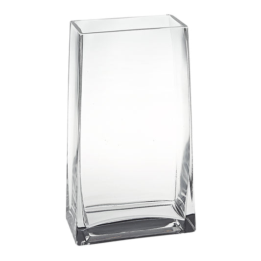 9 inch clear glass rectangle handmade vase modern geometric vase with sleek contemporary design
