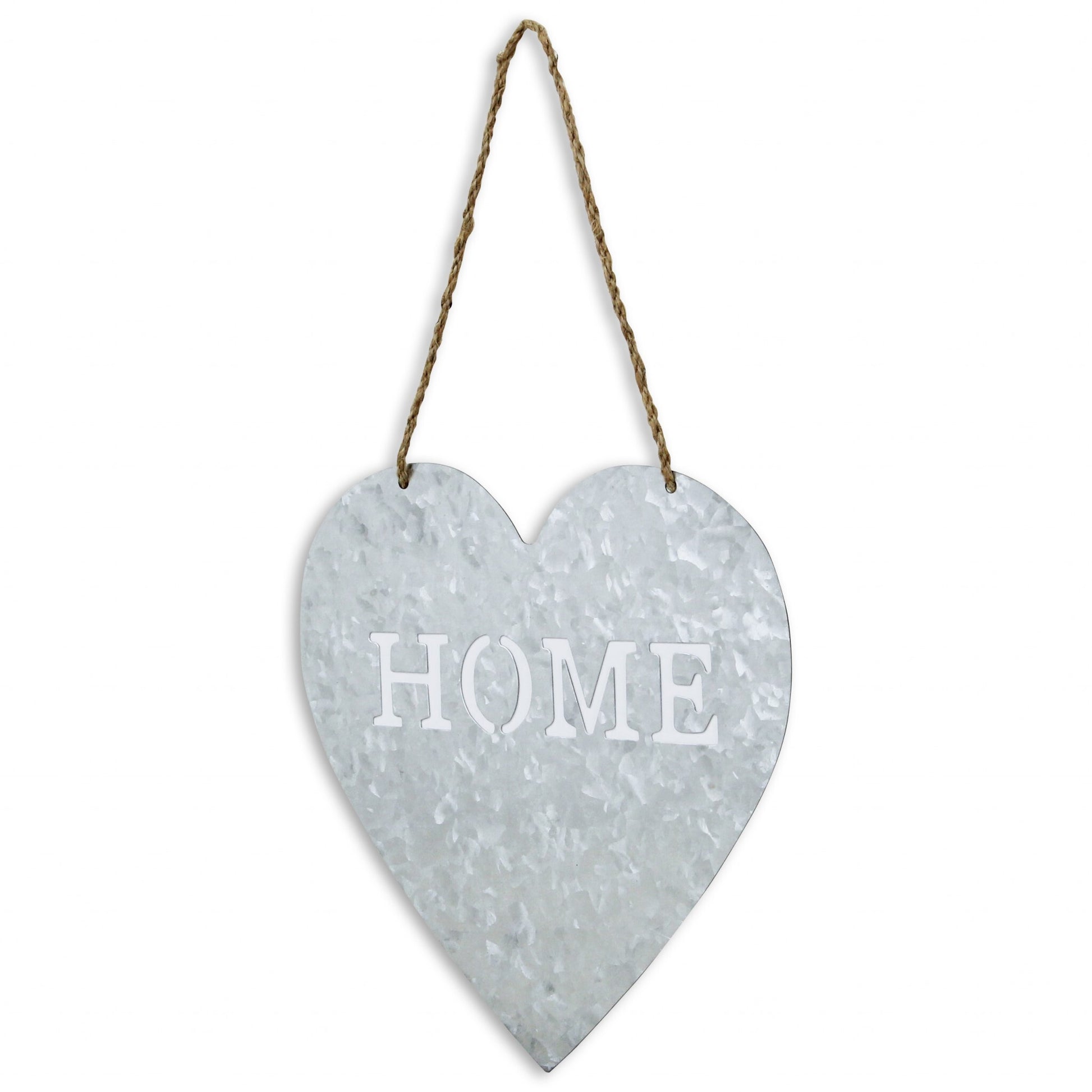 9.5 inch HOME wall decor close-up displaying cut out design and rope hanging system for easy installation
