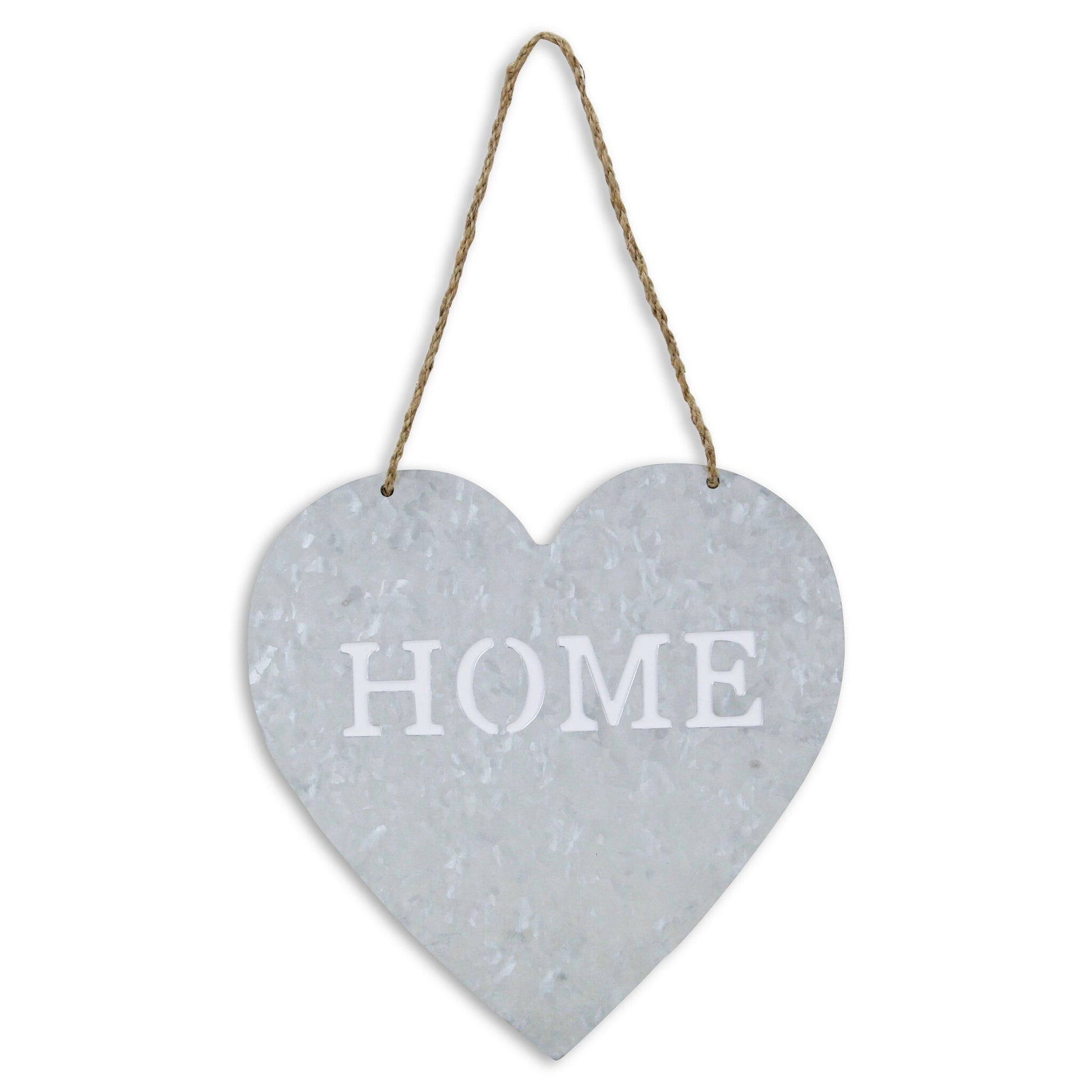 Gray galvanized metal HOME sign side view showing lightweight 0.4 lb construction and farmhouse style
