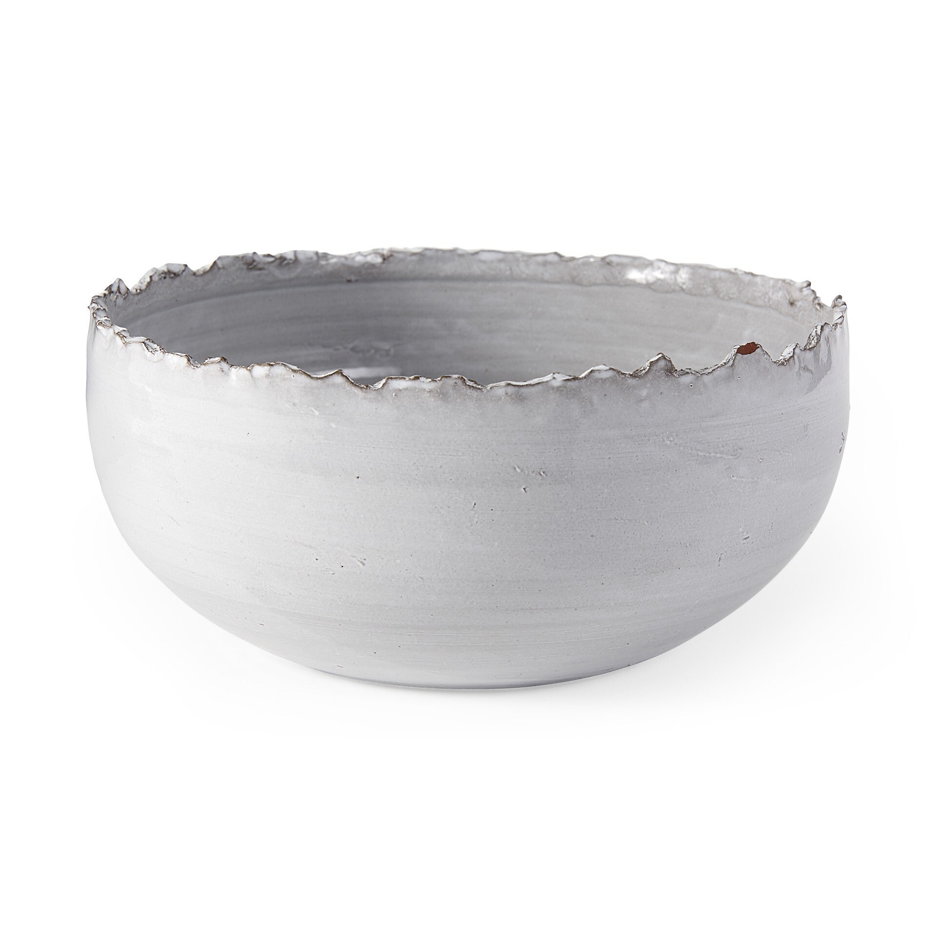 12.8 inch artisan gray and white ceramic centerpiece bowl with scalloped rim, modern rustic two-tone glaze decor
