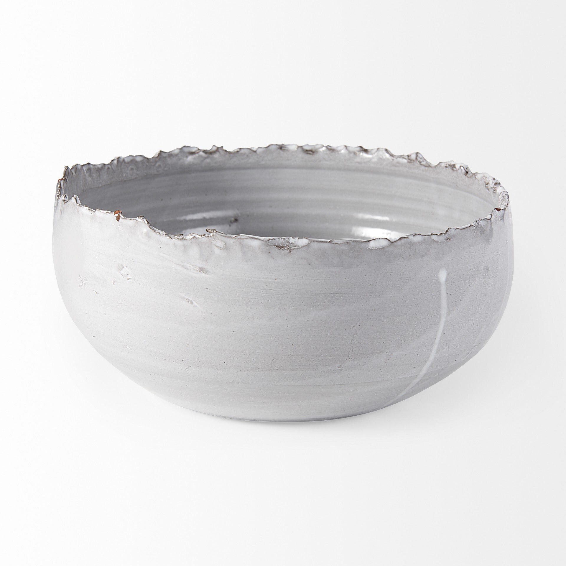 12.8 inch gray white ceramic bowl side view showing low wide shape perfect for table centerpiece display
