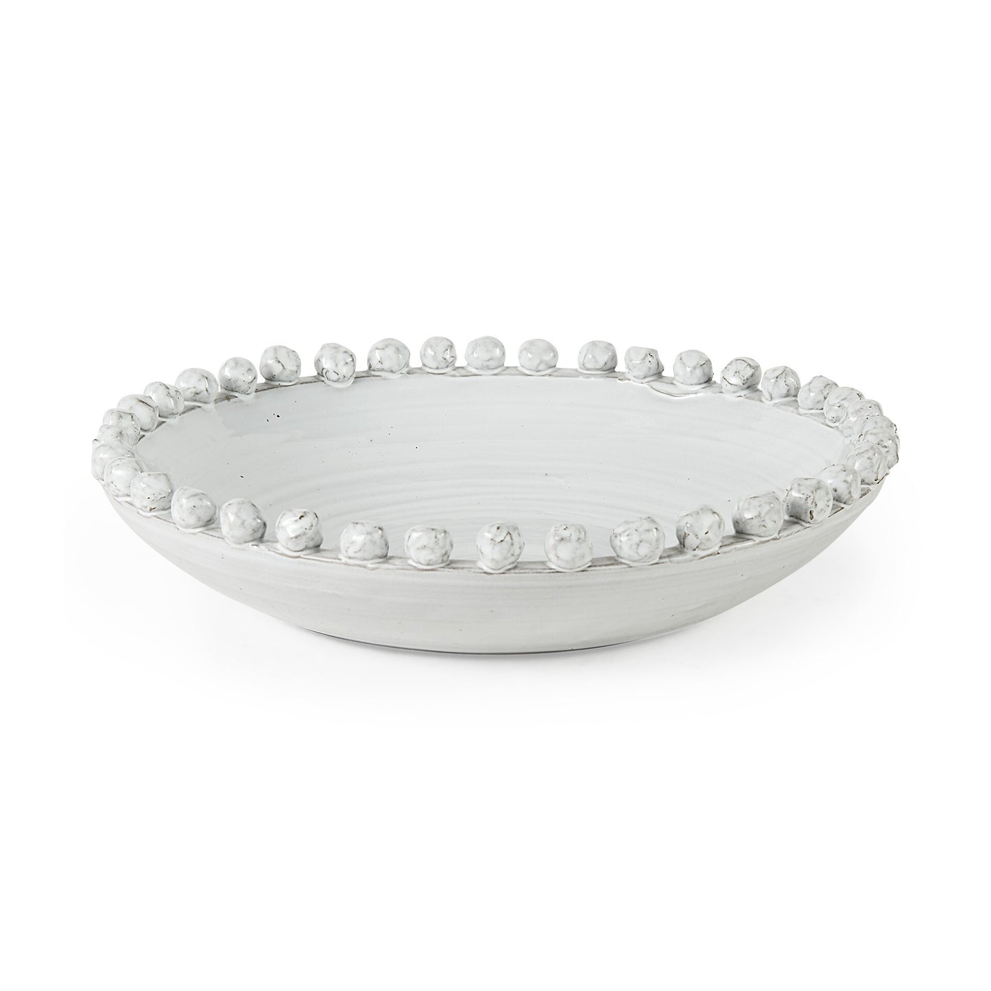 Off white ceramic centerpiece bowl with modern design, front view showing elegant curved shape and smooth finish
