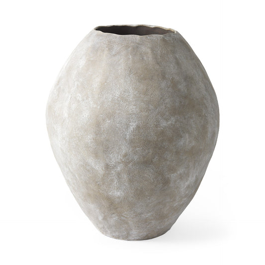 28-inch Kyros natural wash ceramic oval floor vase with earthy tones, large organic modern statement piece
