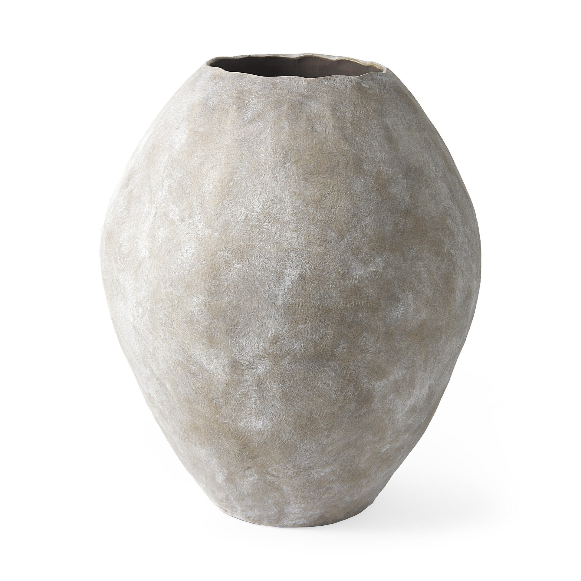 Close-up of natural wash finish on Kyros ceramic vase showing authentic earthy color variations
