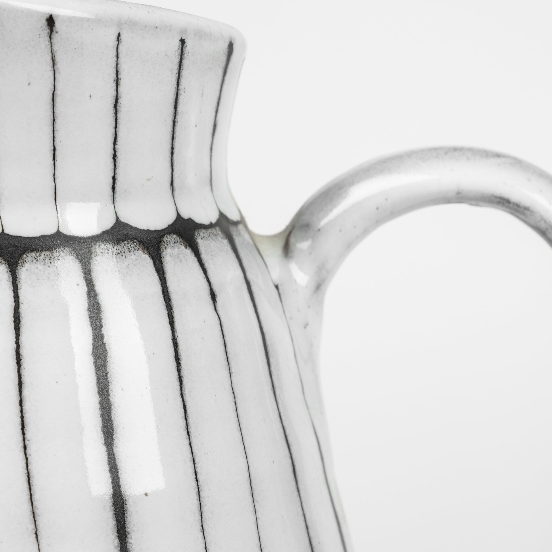Modern farmhouse ceramic pitcher 10 inches tall with unique artisan glaze, rustic home decor
