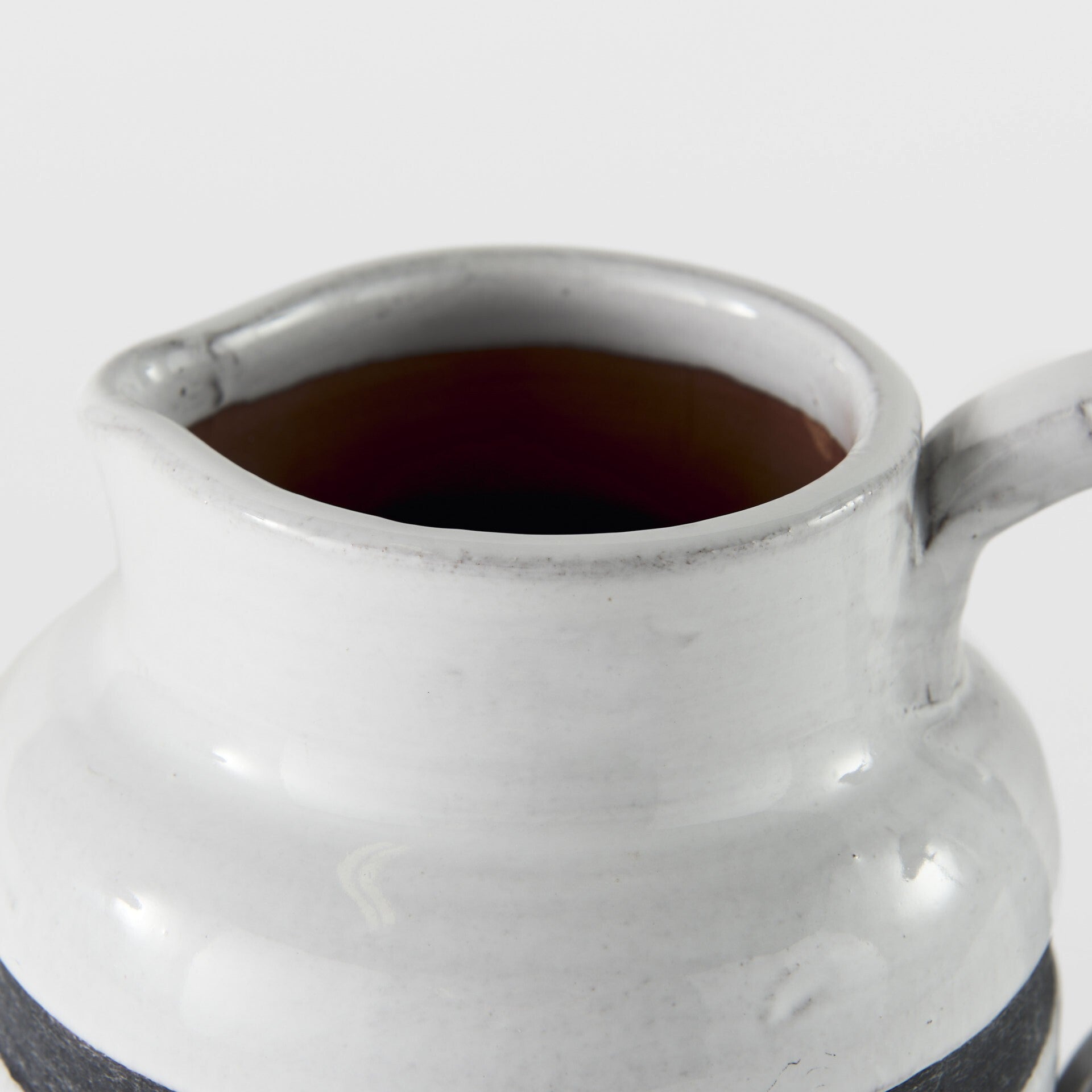 7 inch rustic white blue stripe ceramic jug full product view, farmhouse vintage pitcher for kitchen dining room decor
