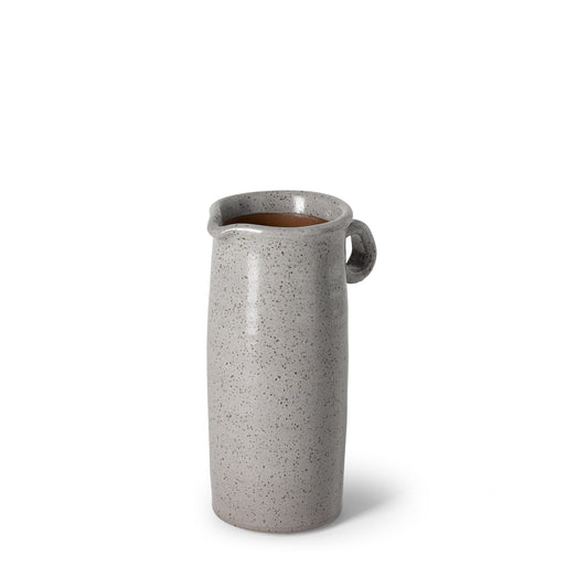 9 Inch Gray Speckle Decorative Ceramic Jug - Front View Showing Black Speckled Finish Perfect for Modern Farmhouse Home Decor
