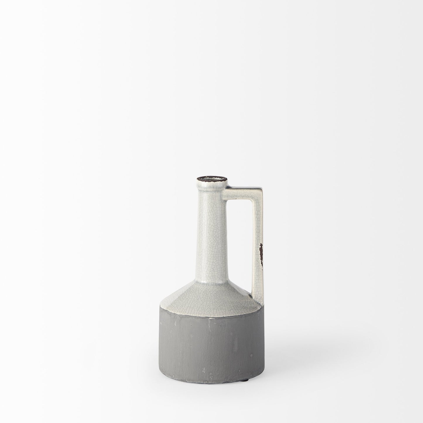 Ceramic pitcher vase alternative angle showing versatile rustic farmhouse home decor piece
