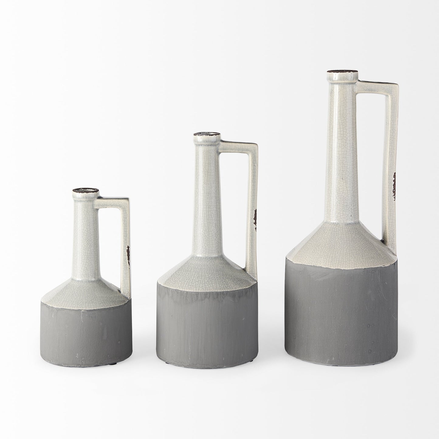 Small ceramic jug vase full view demonstrating 9 inch height ideal for compact farmhouse displays
