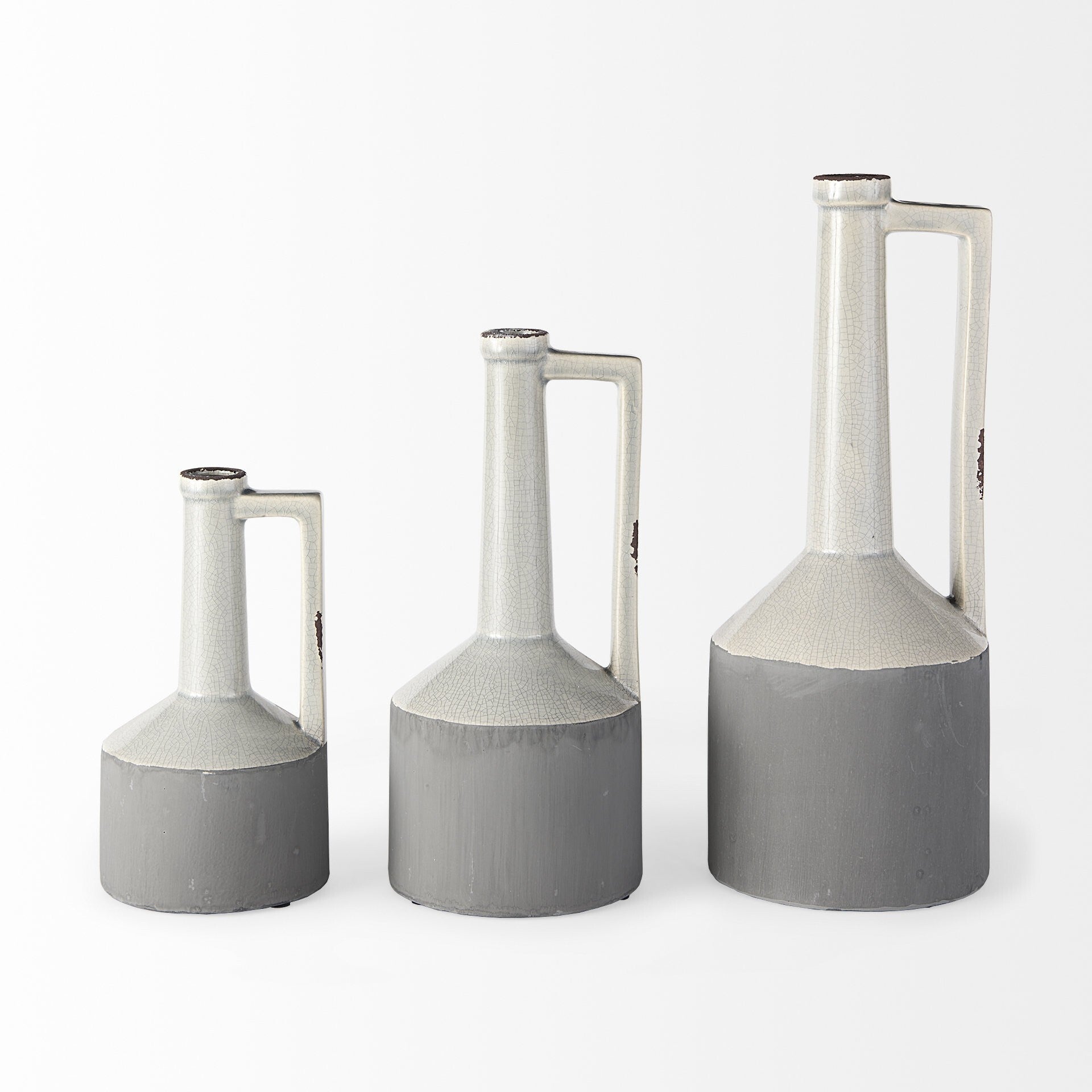 Small ceramic jug vase full view demonstrating 9 inch height ideal for compact farmhouse displays
