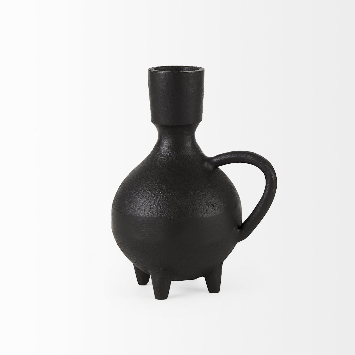 7 inch black jug vase with handle showing classic pitcher shape perfect for farmhouse decor
