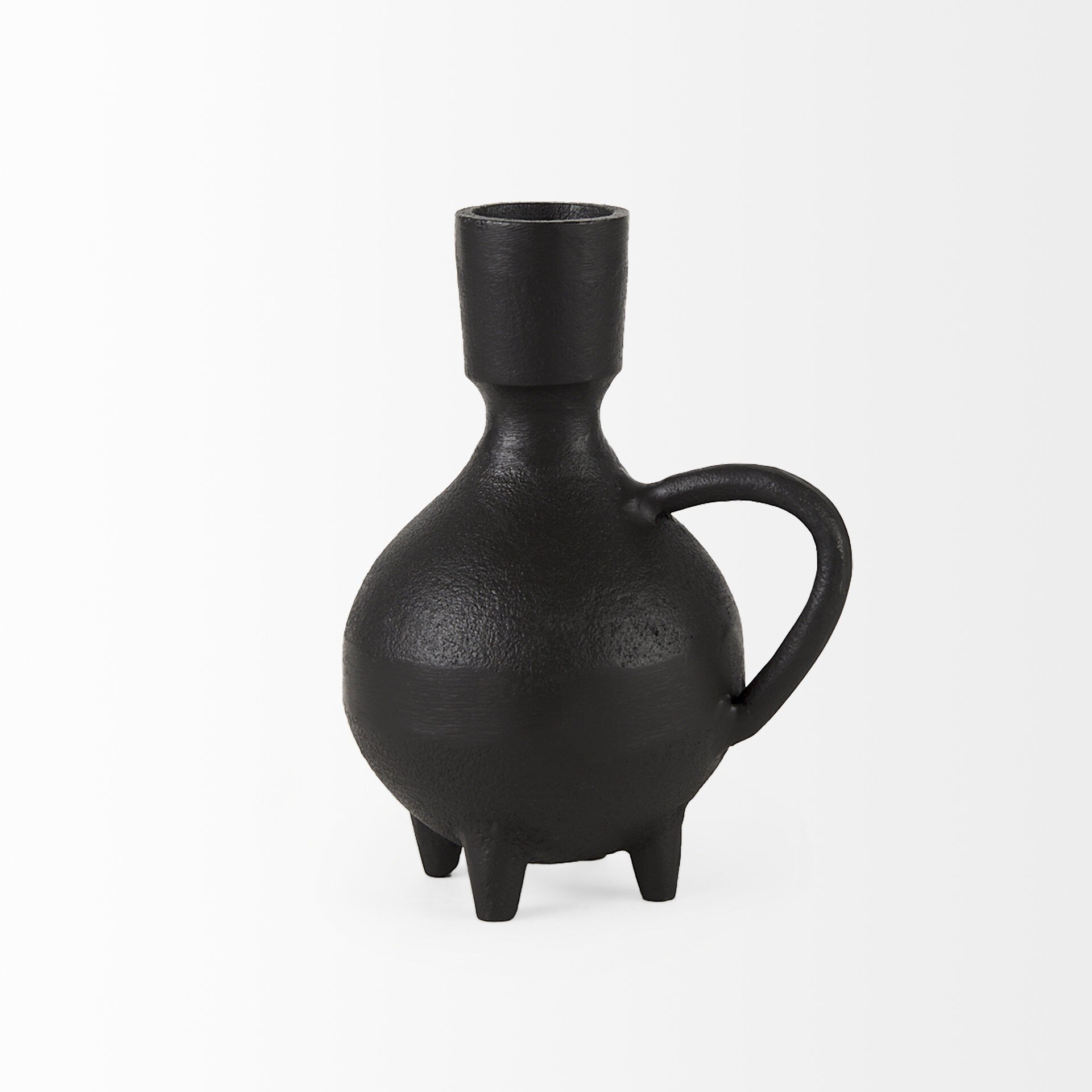 7 inch black jug vase with handle showing classic pitcher shape perfect for farmhouse decor
