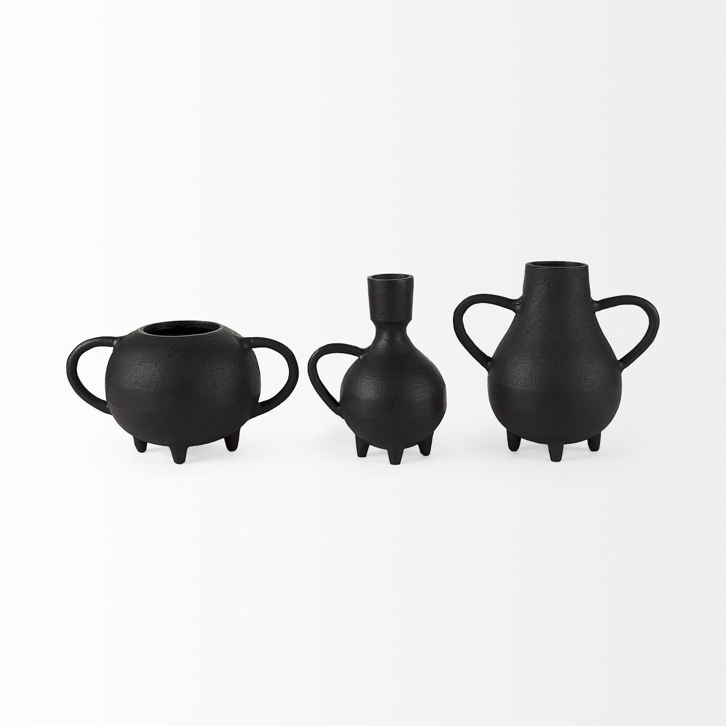 Black distressed ceramic jug vase showing complete 7 inch height and vintage farmhouse style
