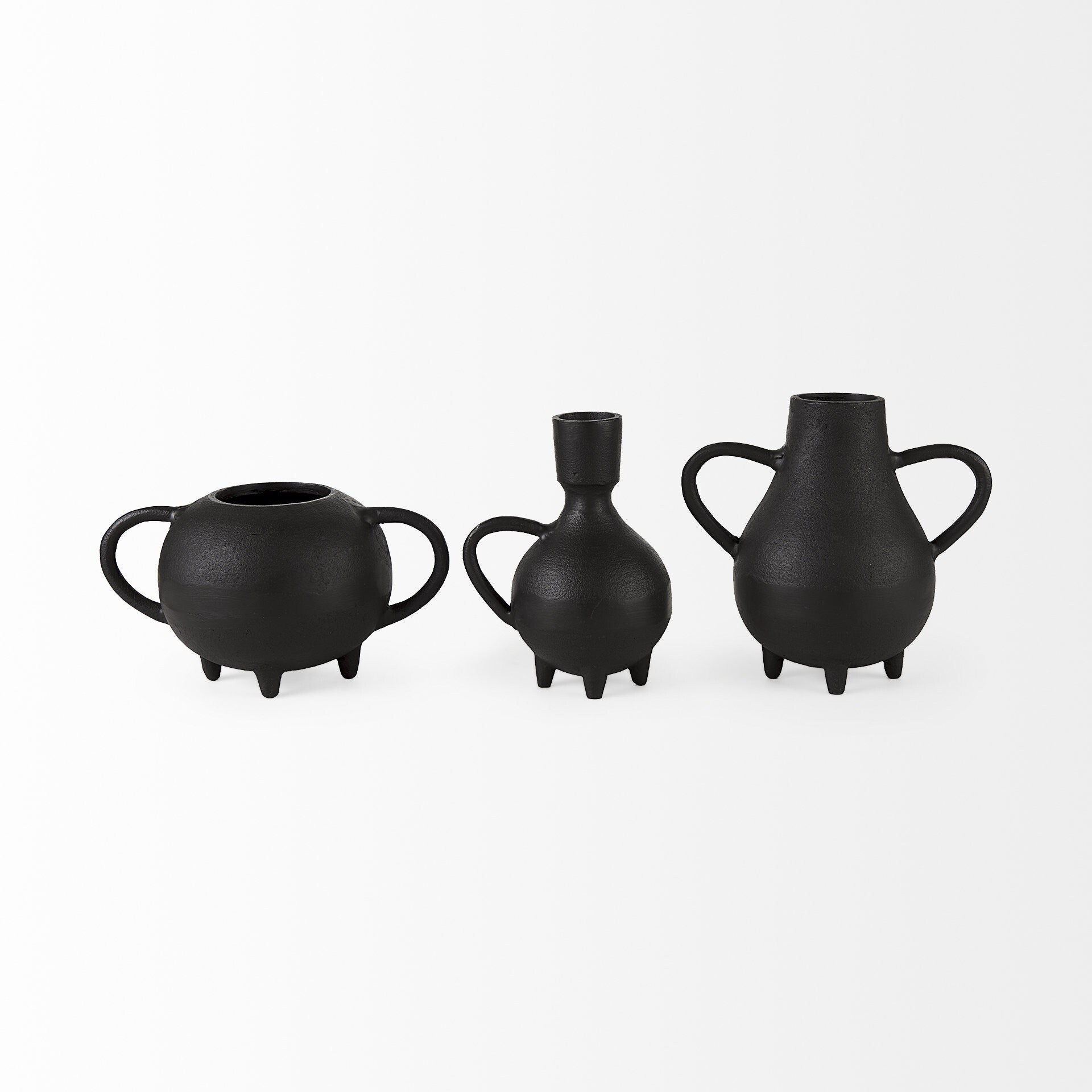 Black distressed ceramic jug vase showing complete 7 inch height and vintage farmhouse style
