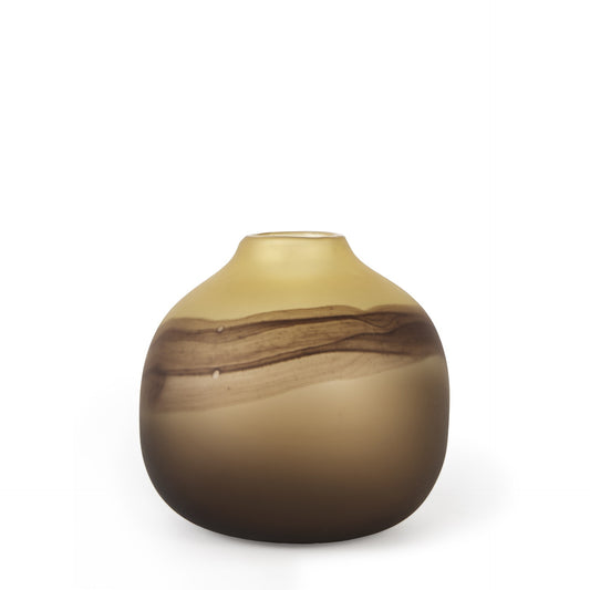 8 inch brown and beige smoky sand dunes glass vase with ombre finish, crystal glass organic table decor
