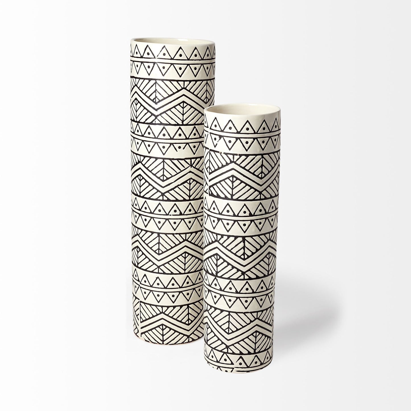 Side view of 14 inch tall cylinder vase showing sleek shape perfect for tabletops shelves and mantels