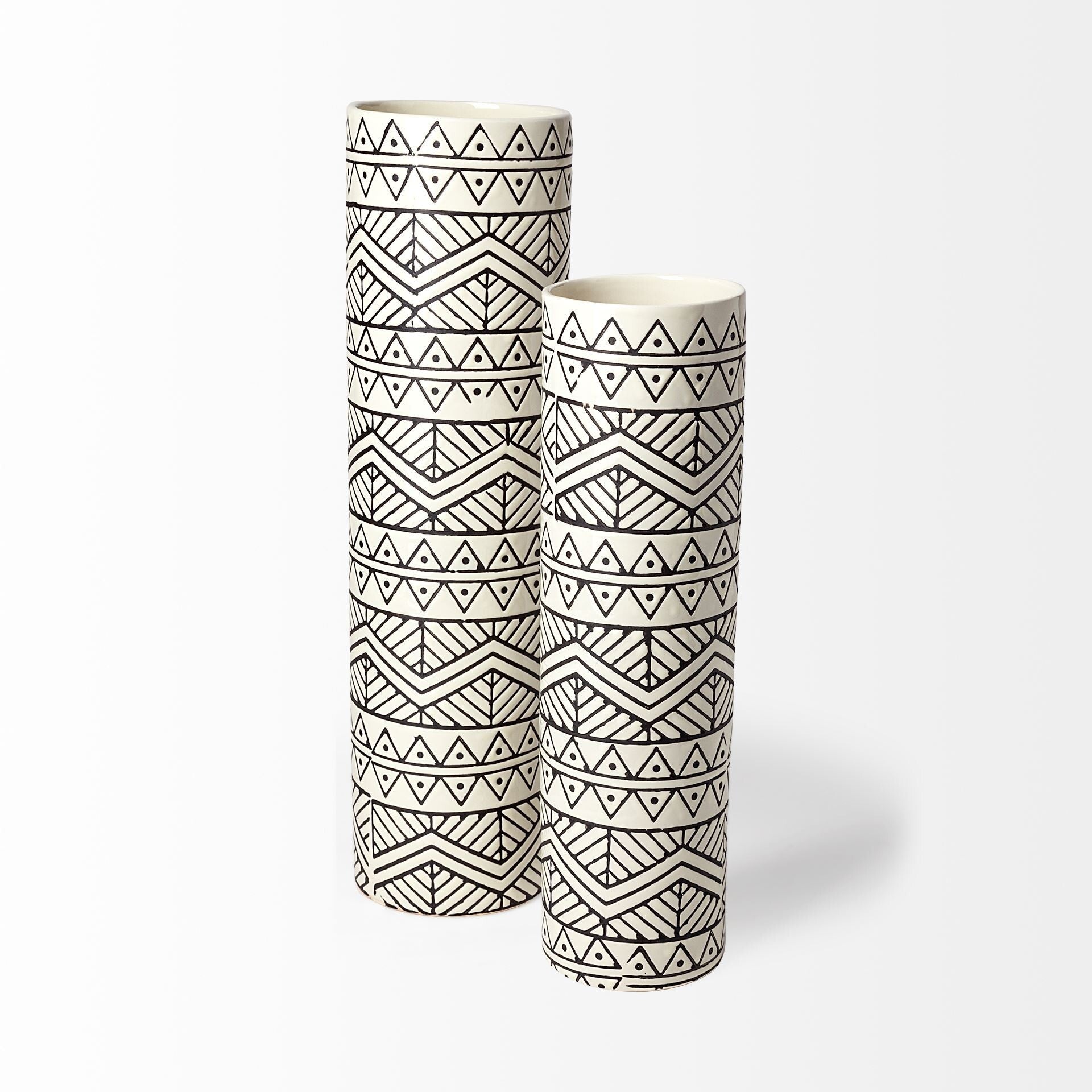 Side view of 14 inch tall cylinder vase showing sleek shape perfect for tabletops shelves and mantels