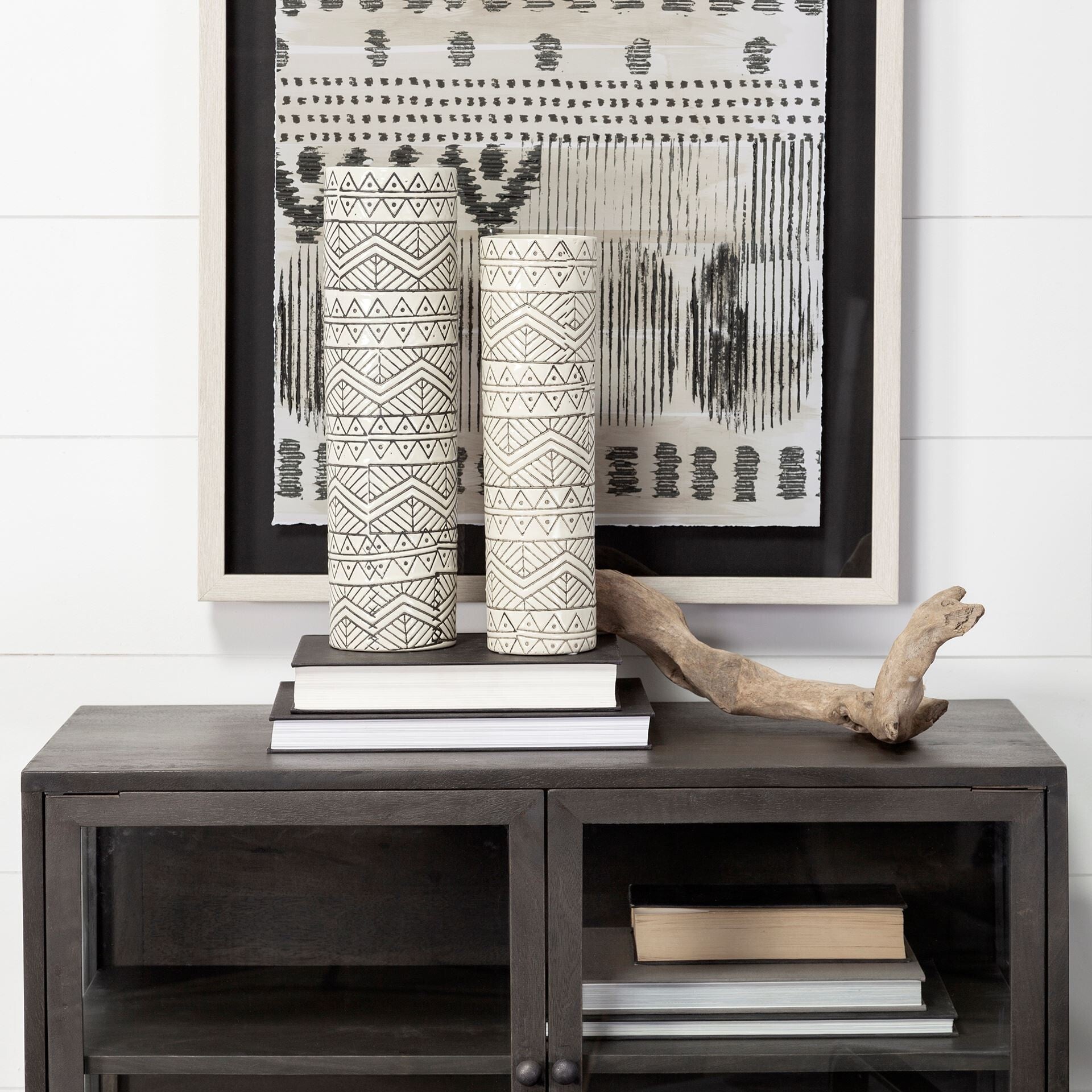 Cream geometric ceramic vase showing standout accessory design that effortlessly complements any room with modern twist
