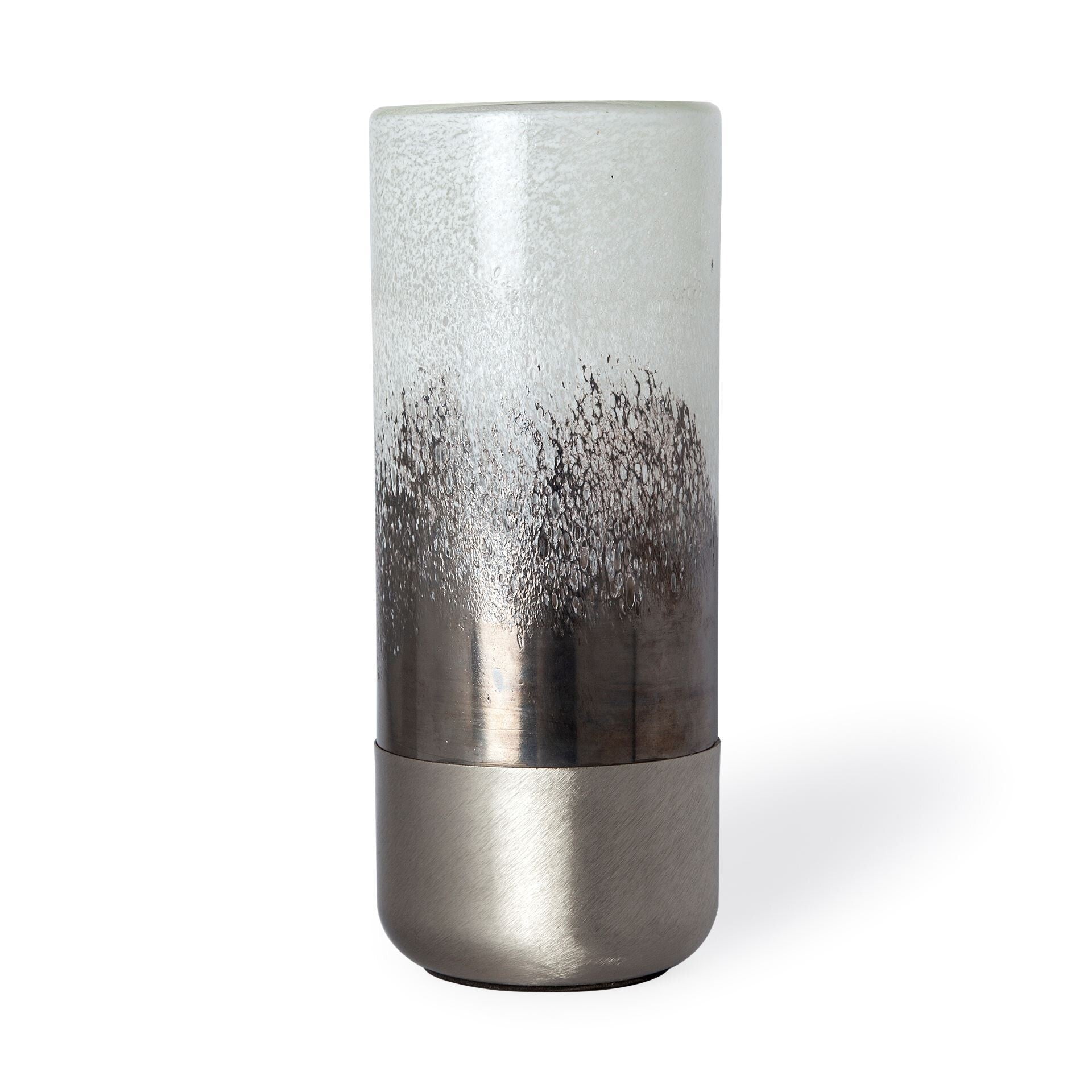 13 inch brushed silver glass vase modern metallic decorative vase with sophisticated silver finish
