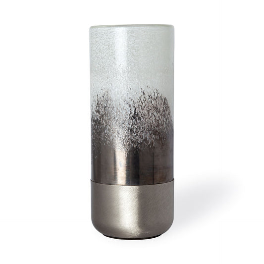 13 inch brushed silver glass vase modern metallic decorative vase with sophisticated silver finish
