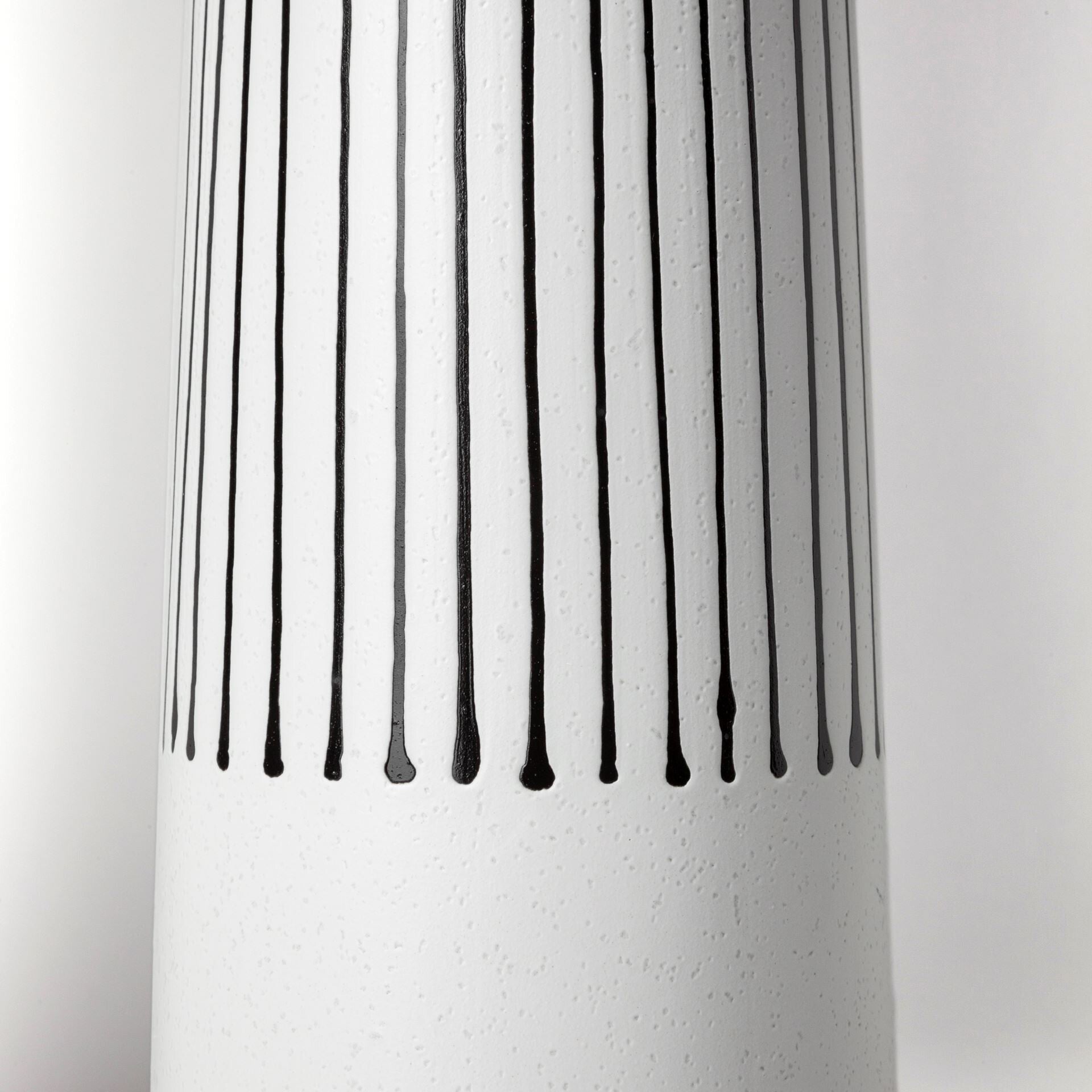 Modern monochrome pinstripe ceramic vase 18 inches tall, ideal for minimalist home decor

