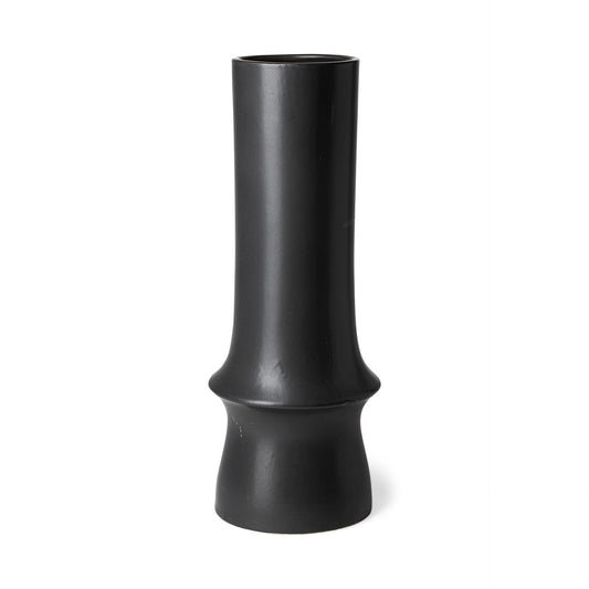 17 inch matte black contempo deco ceramic vase modern tall decorative vase with Art Deco inspired design
