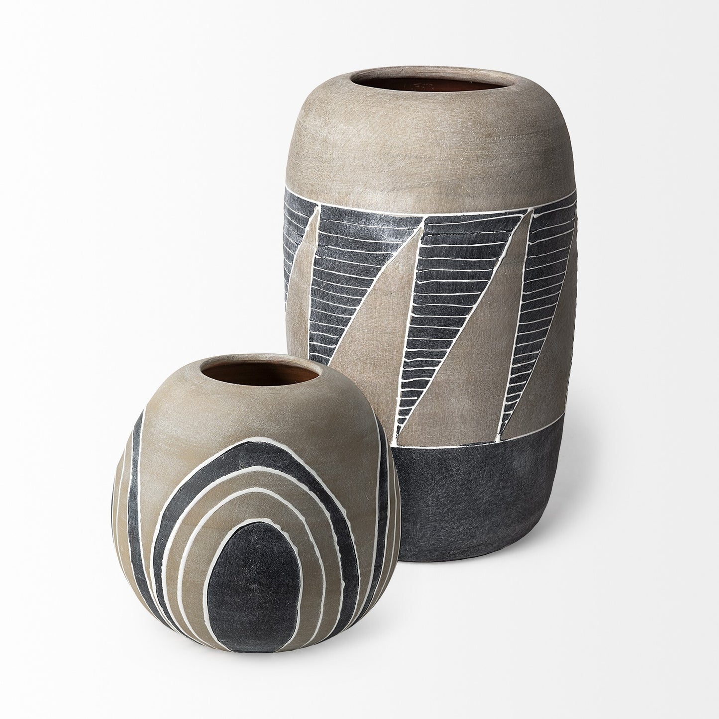Top view of 10 inch round vase showing small opening and flat base design
