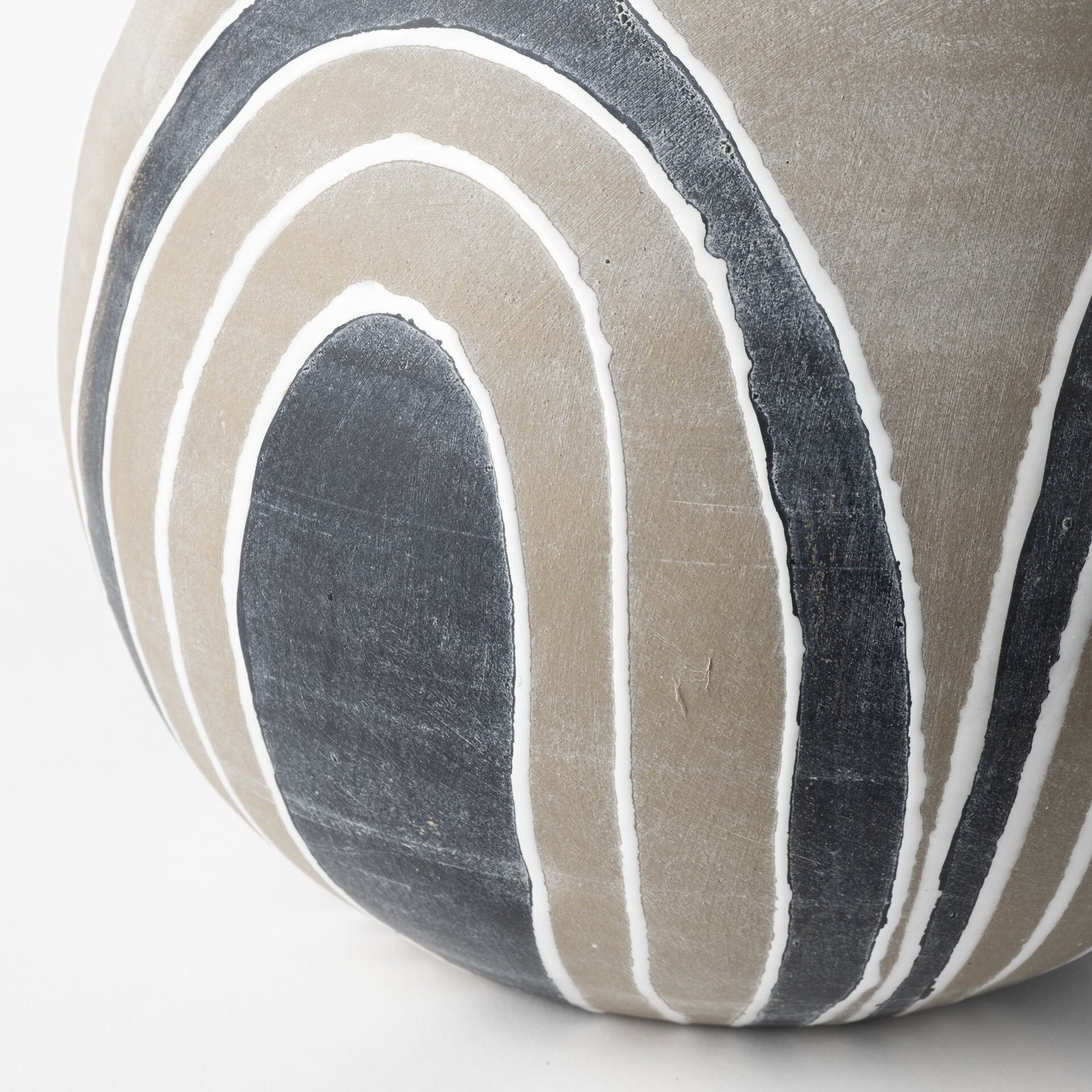 Artisan ceramic bowl vase with neutral brown gray white colorway perfect for floral displays
