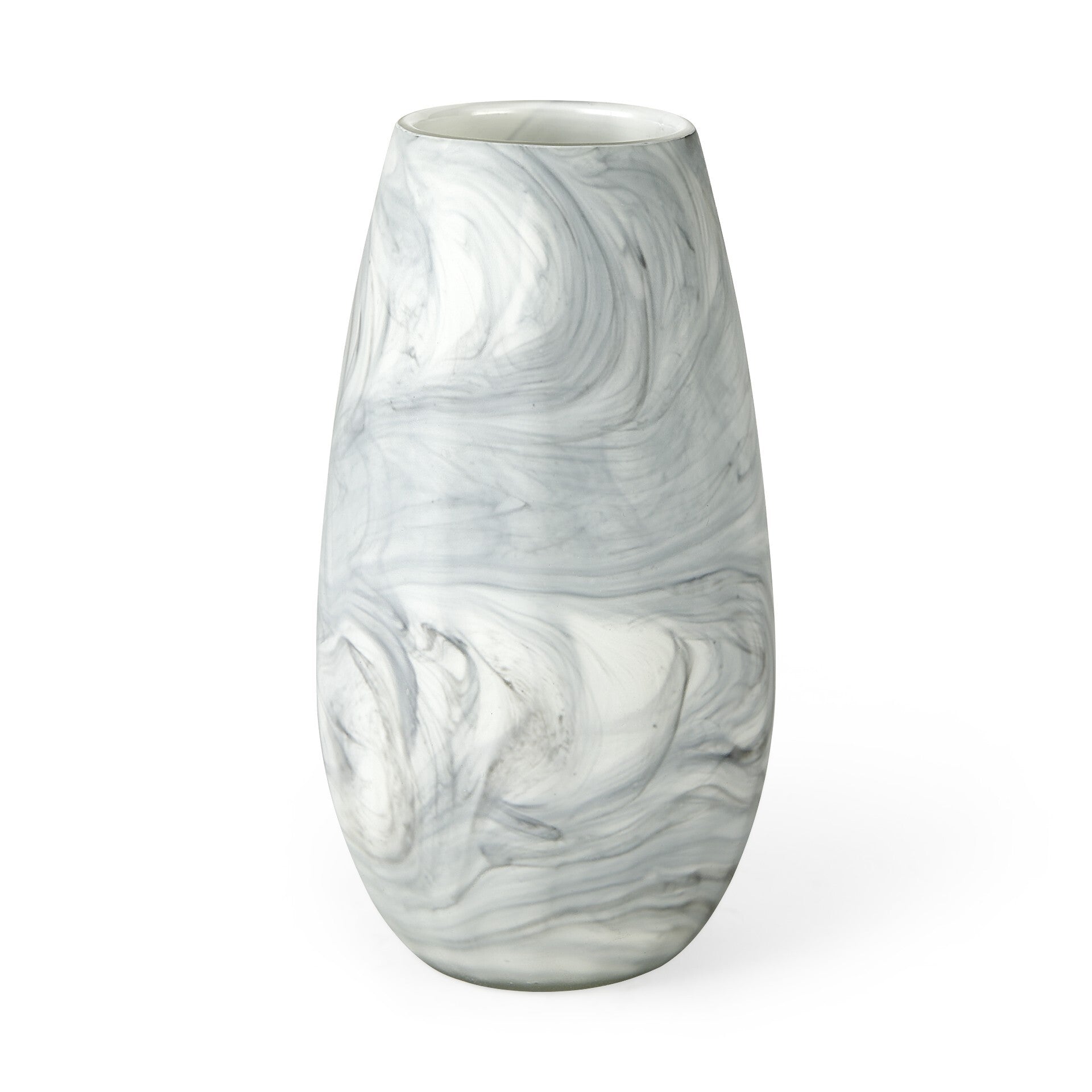 12 inch gray and white marble design glass vase modern decorative vase with elegant stone pattern
