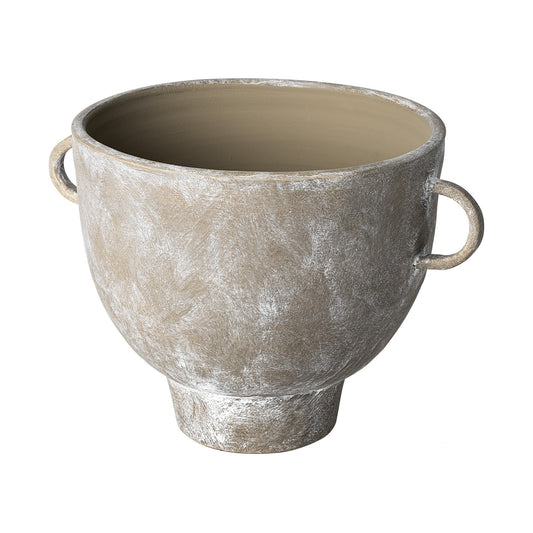 10 inch rustic organic whitewash brown ceramic vase farmhouse decorative vase with weathered finish
