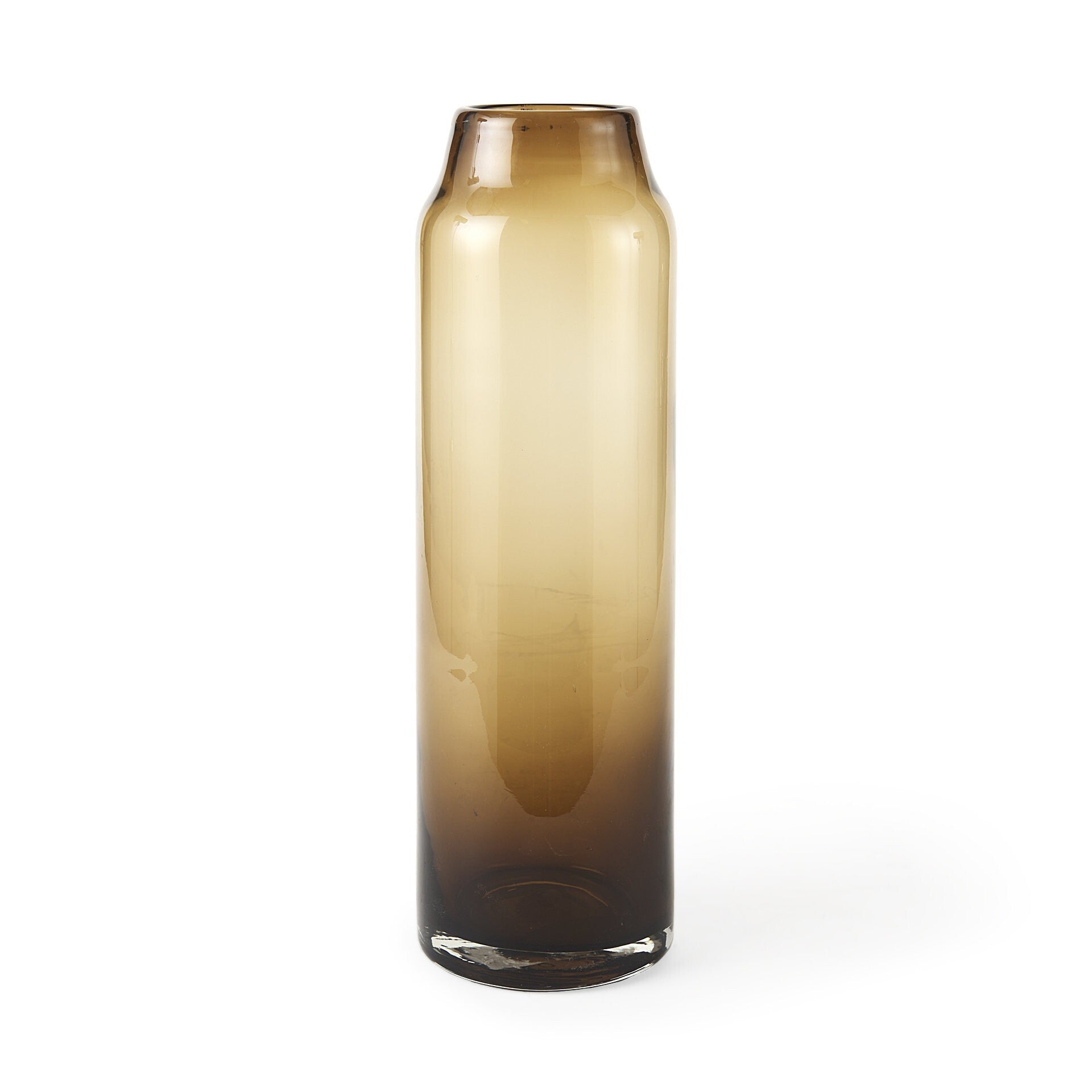 16-inch vintage look ombre brown glass vase with antique finish, rustic farmhouse table decor
