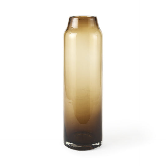 16-inch vintage look ombre brown glass vase with antique finish, rustic farmhouse table decor
