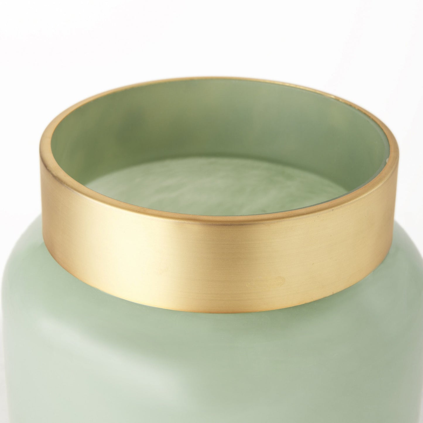 Smokey sage green glass vase detail showing smooth crystal glass finish and retro modern aesthetic