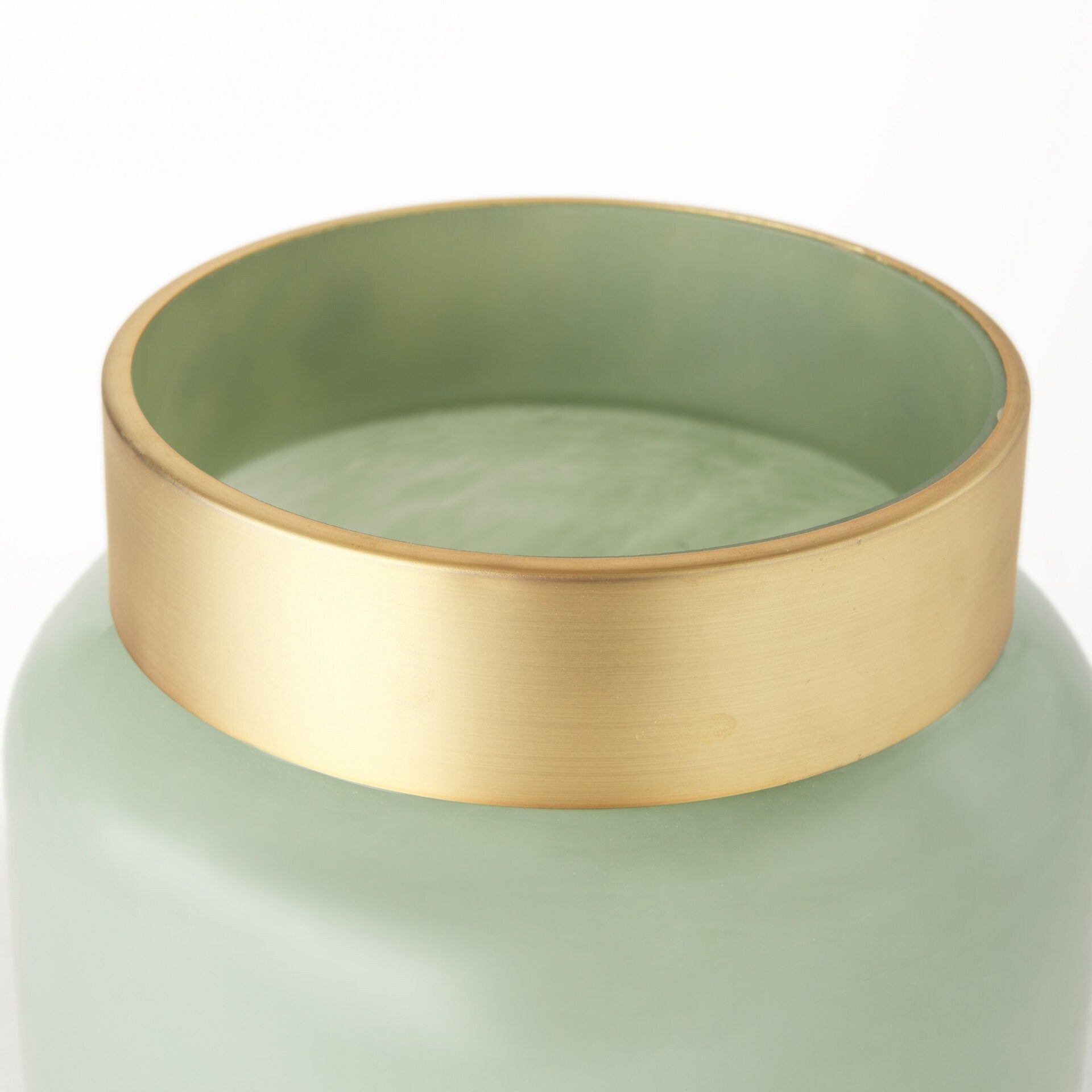 Smokey sage green glass vase detail showing smooth crystal glass finish and retro modern aesthetic