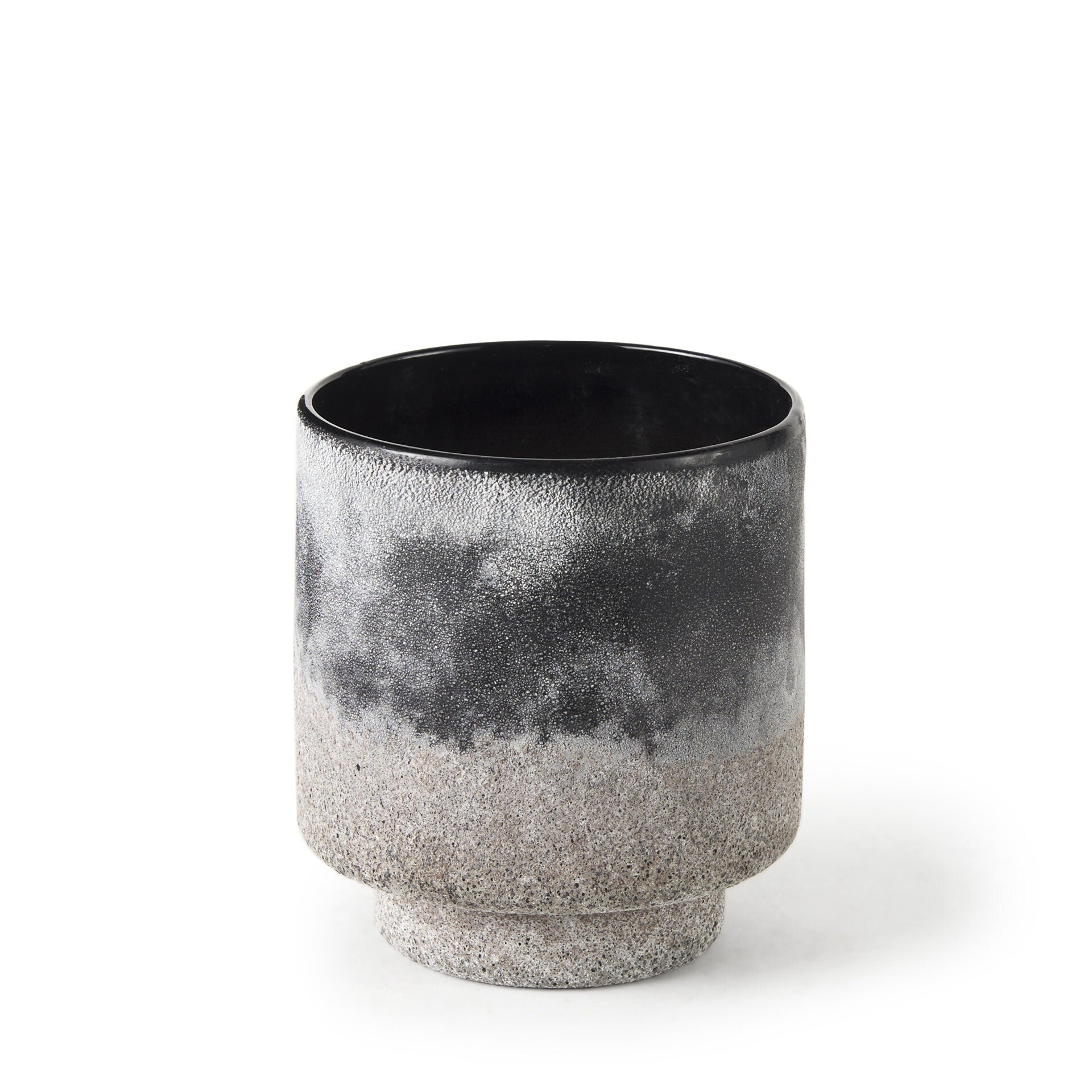 6-inch black brown and gray ombre textured ceramic vase, modern minimalist table decor with gradient effect
