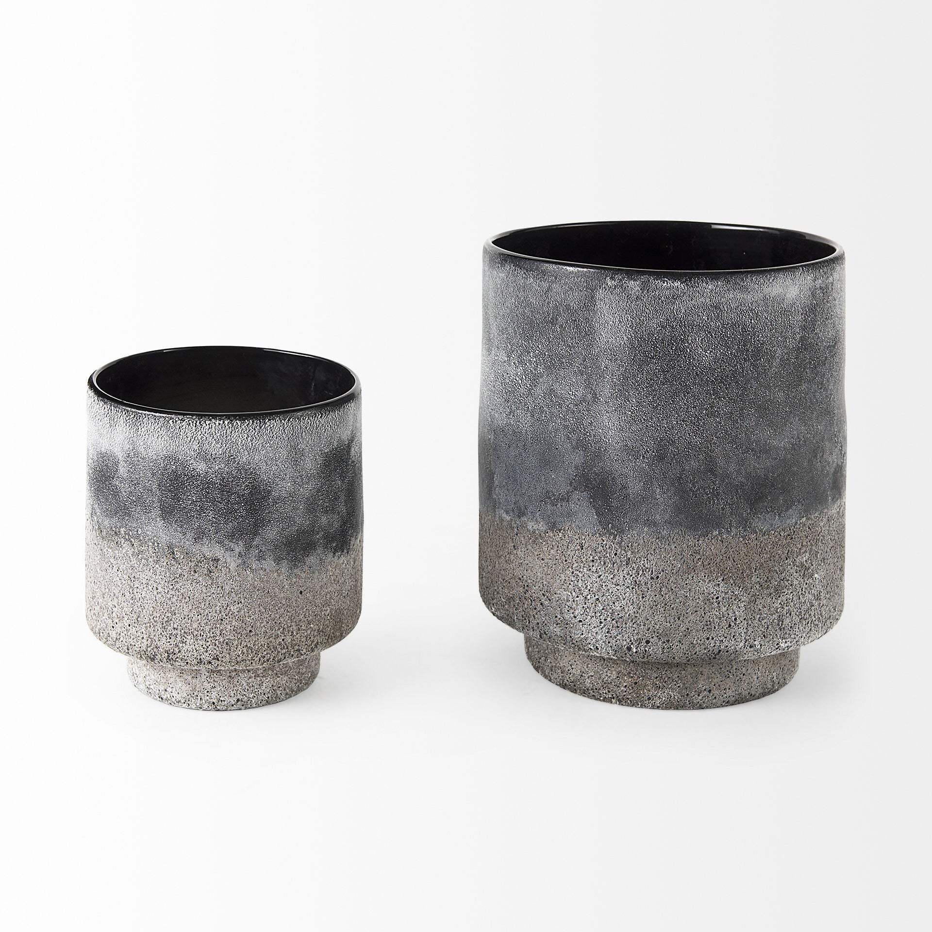 Side view of 6-inch textured ombre vase showing unique surface pattern and color transition
