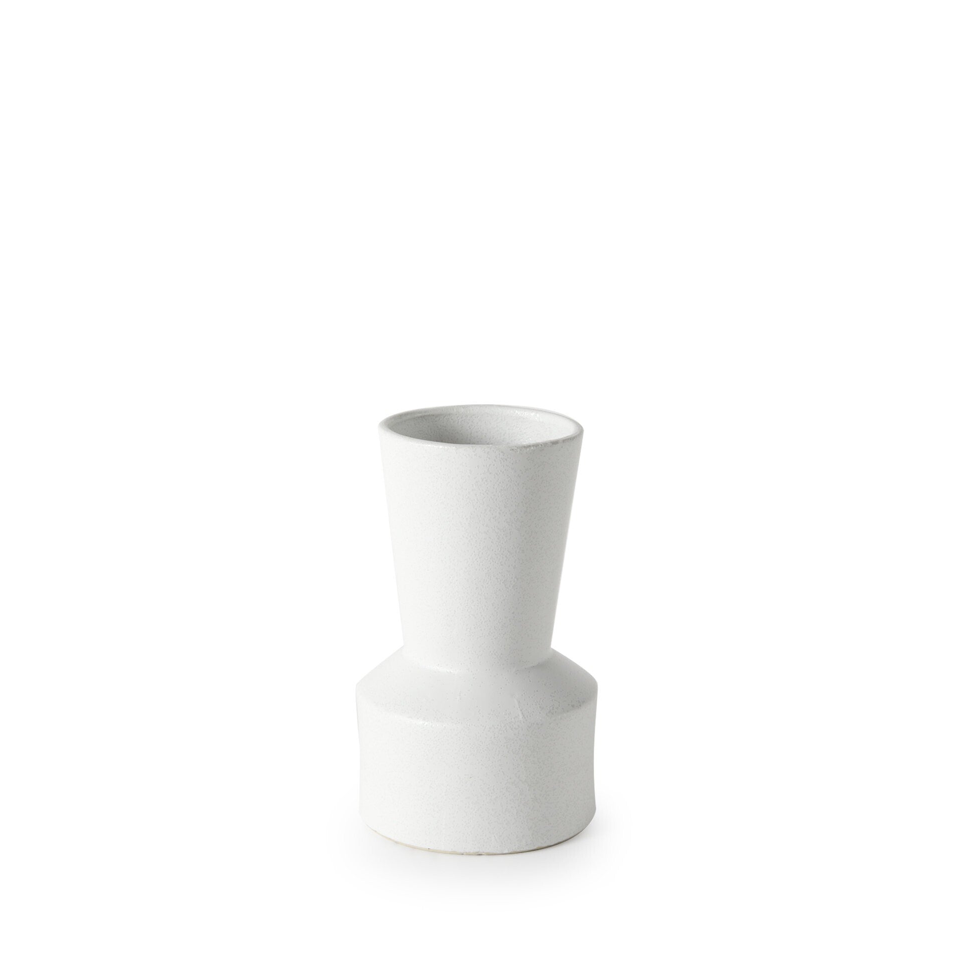 9 inch white contempo deco ceramic vase modern compact decorative vase with Art Deco inspired design
