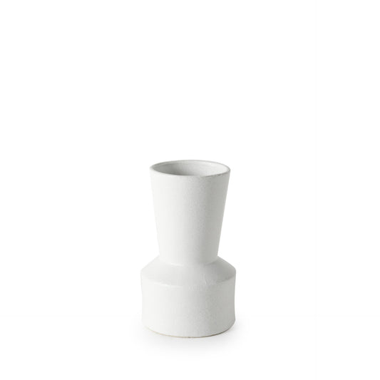 9 inch white contempo deco ceramic vase modern compact decorative vase with Art Deco inspired design
