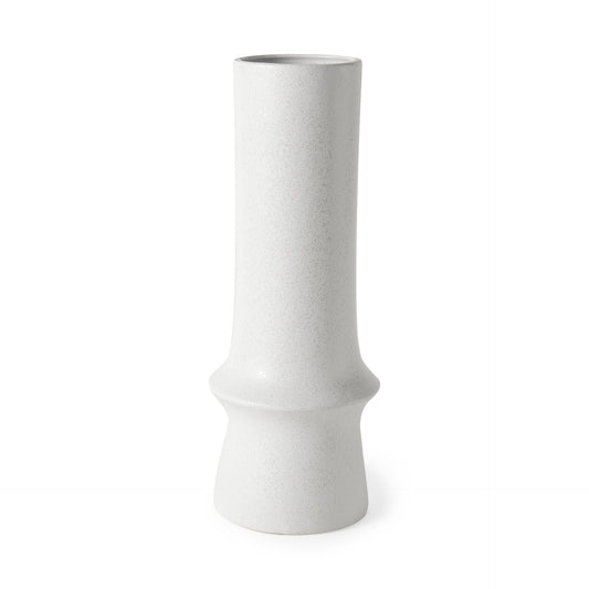 17 inch white contempo deco ceramic vase modern tall decorative vase with Art Deco inspired design
