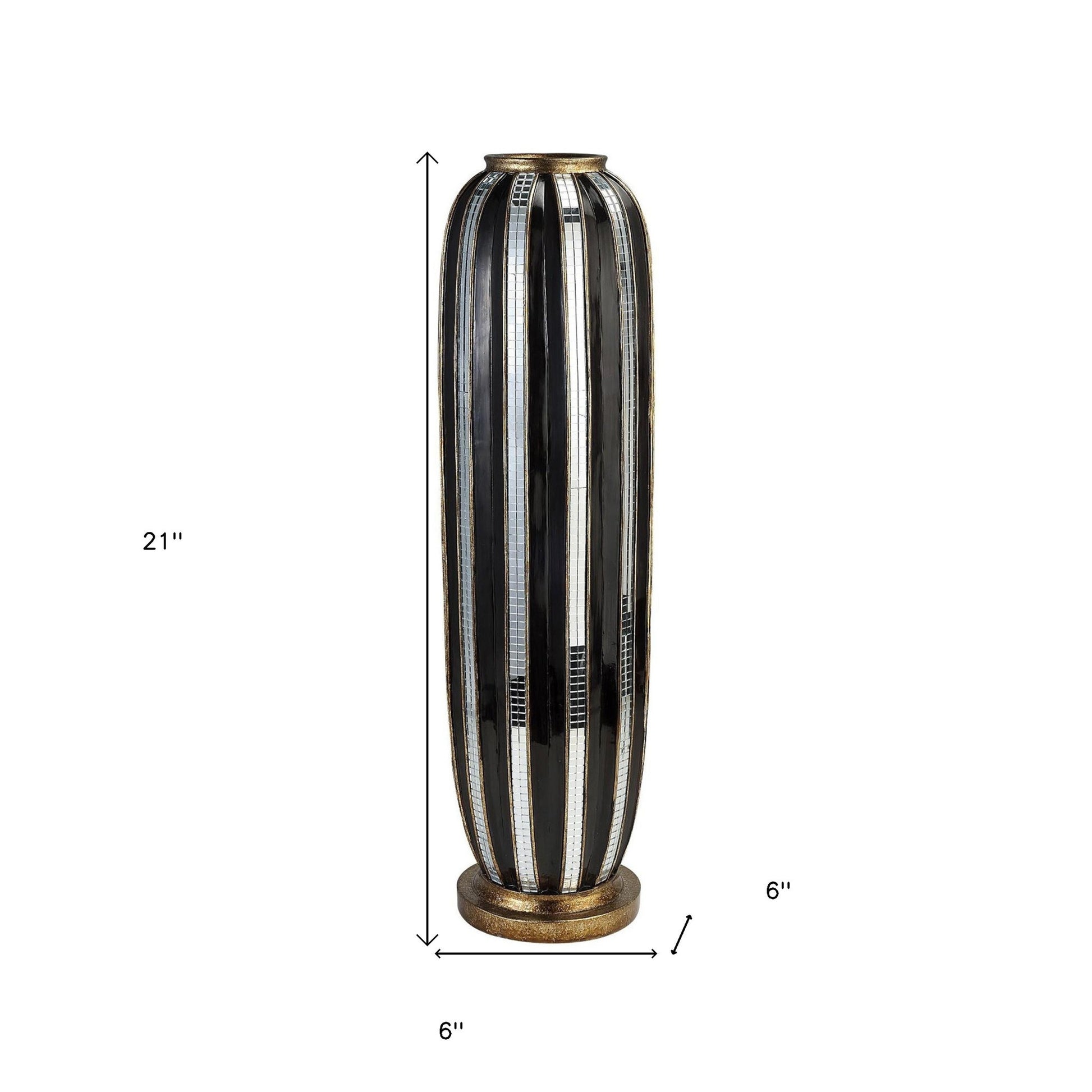 Modern Glam Striped Cylinder Floor Vase - Complete Product View of 21 Inch Bold Contemporary Decor Piece