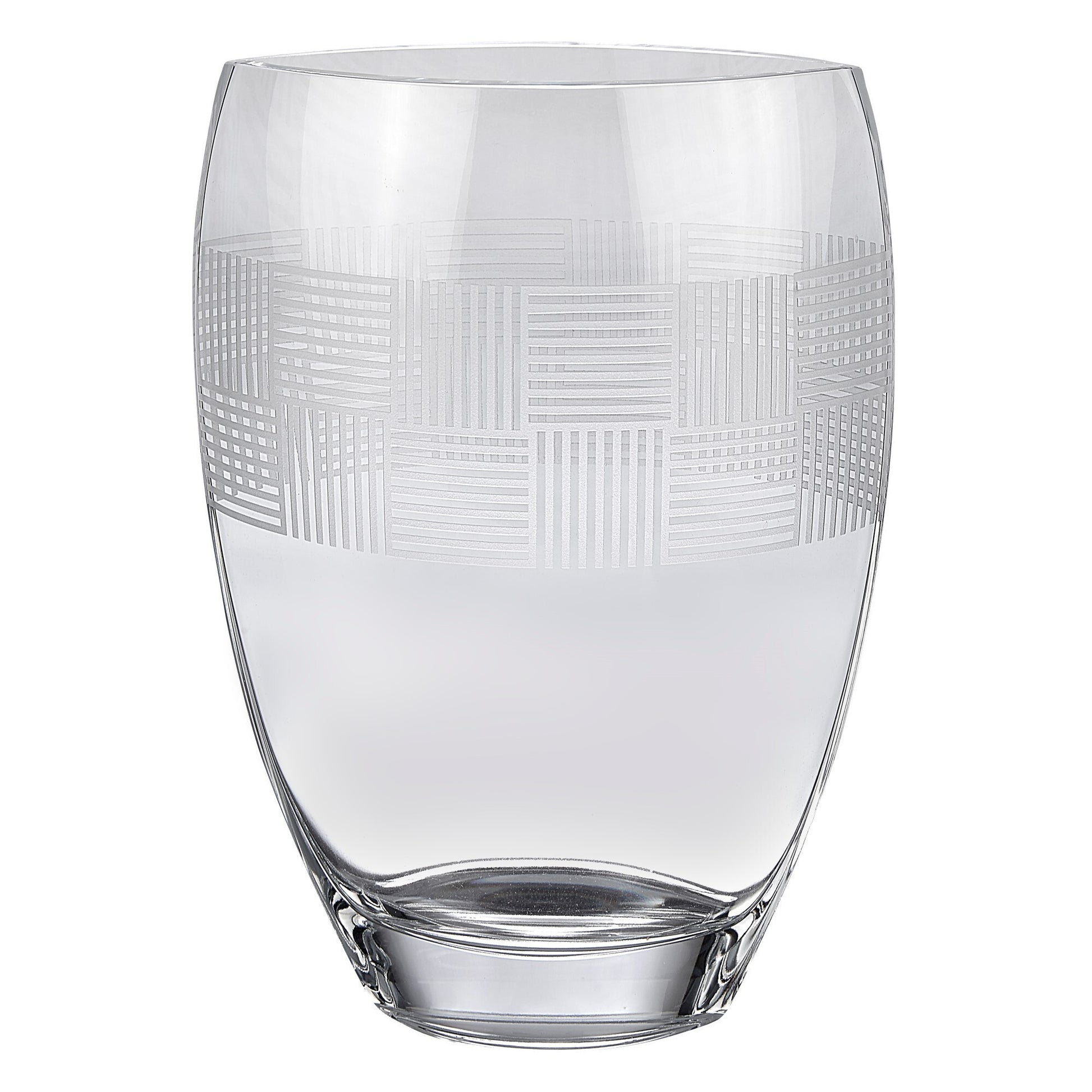 Oval crystal vase top opening view displaying 9 inch diameter perfect for large floral arrangements
