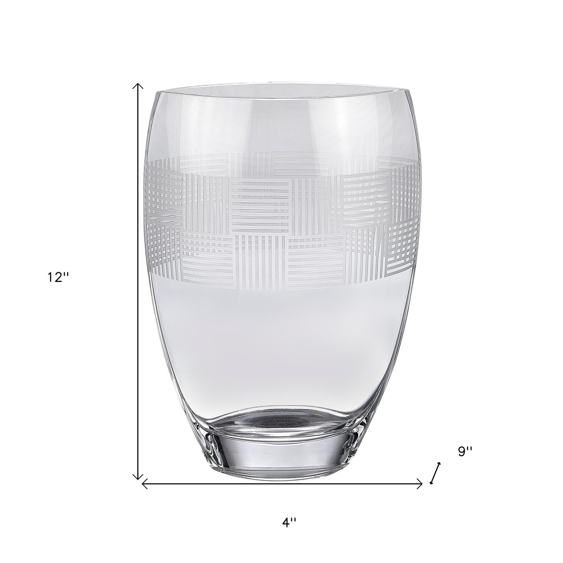 Premium clear crystal vase full product view showing complete 12 inch height and elegant geometric design for home decoration
