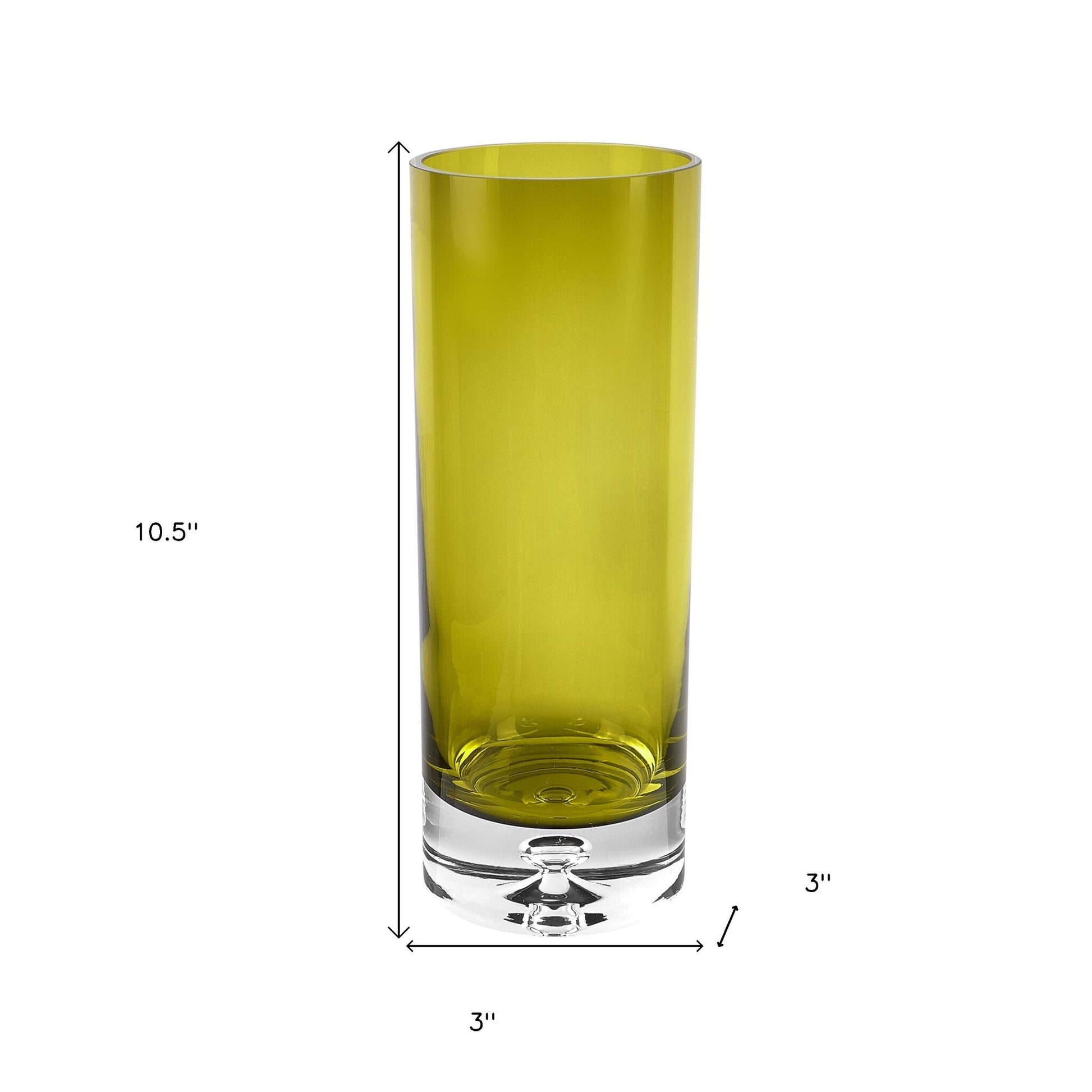 Traditional green crystal glass vase showing hand-painted craftsmanship, 11 inch elegant table decoration
